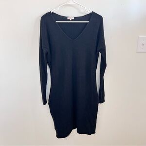 Demylee black 100% cashmere sweater dress long sleeve v neck women’s size small
